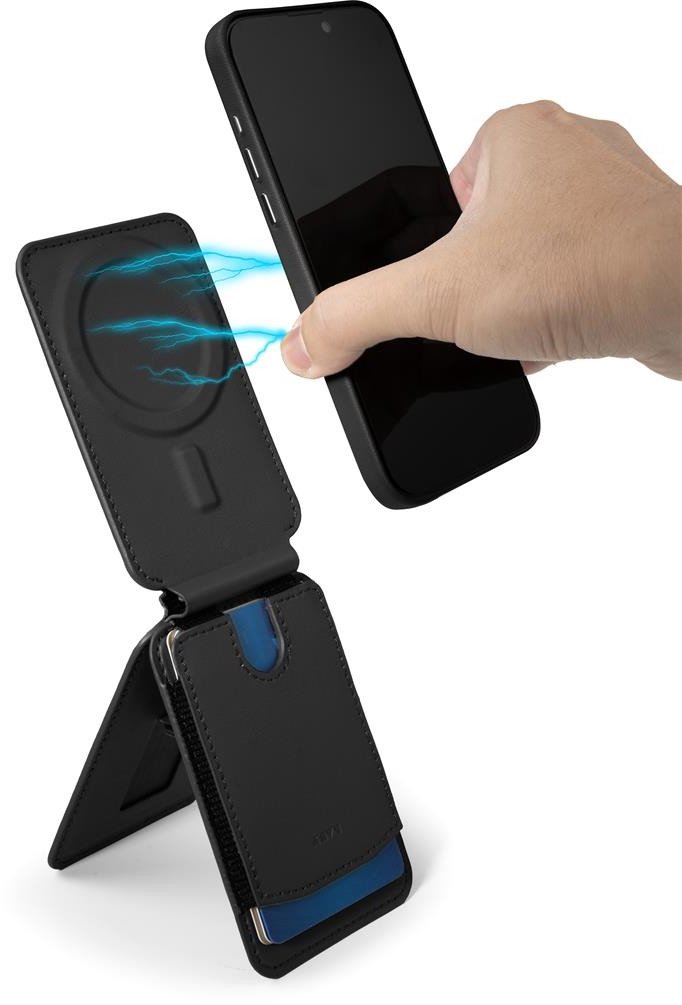 Mbajtëse kartash Laut MagAdd Flip-out, MagSafe, me këmbë 360°, e zezë