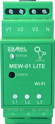 Monitor trefazor energjie Zamel MEW-01 Lite SUPLA, Wi-Fi, 3x100A, i bardhë