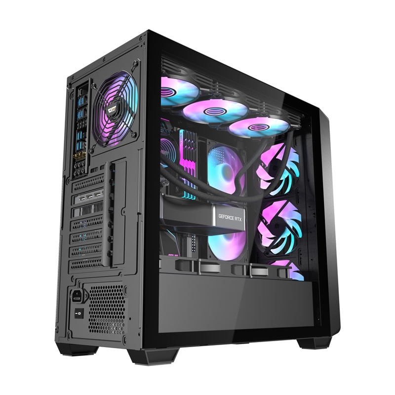 Kuti kompjuteri Darkflash DS900WD, ATX ITX, 4 fansa 120mm, e zezë