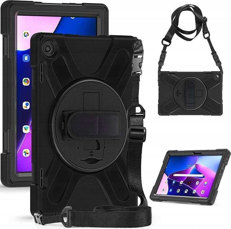 Mbulesë tableti eSTUFF AUSTIN Defender ES681905, për Lenovo Tab M10 Plus Gen 3 10.6", me rrip dore dhe shpatulle, e zezë