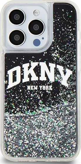 Mbulesë telefoni DKNY Liquid Glitter Arch Logo, për iPhone 13 Pro, e zezë