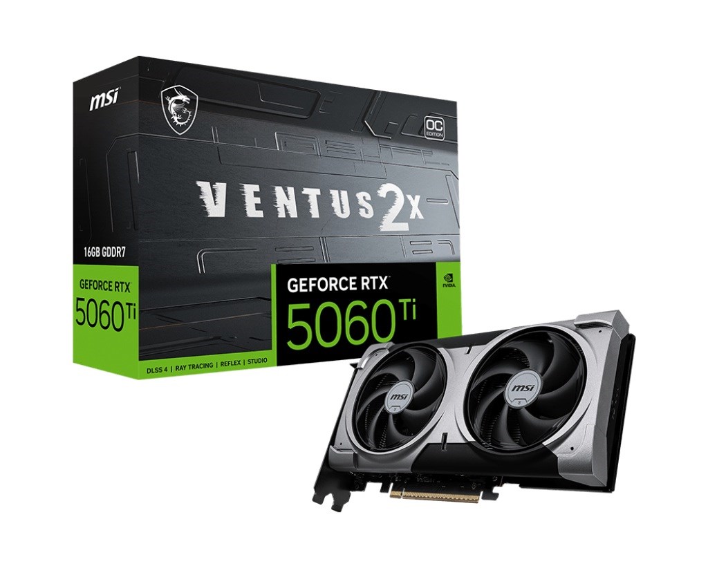 Kartelë grafike MSI VENTUS GeForce RTX 5060 Ti 16G 2X OC PLUS, NVIDIA, 16GB GDDR7