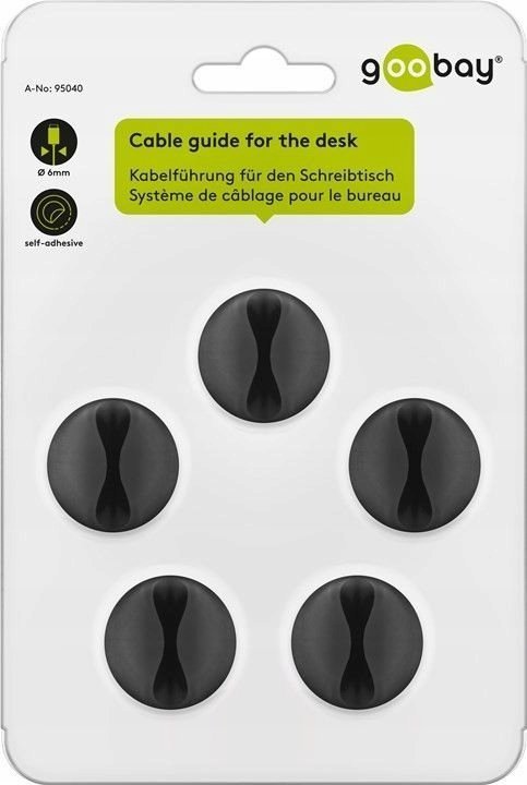 Organizues kabllosh Goobay Cable Management 1 Slot, set 5 copë, i zi