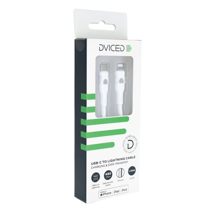 Dviced Cable USB-C To Lightning Silicone 1,25M, White