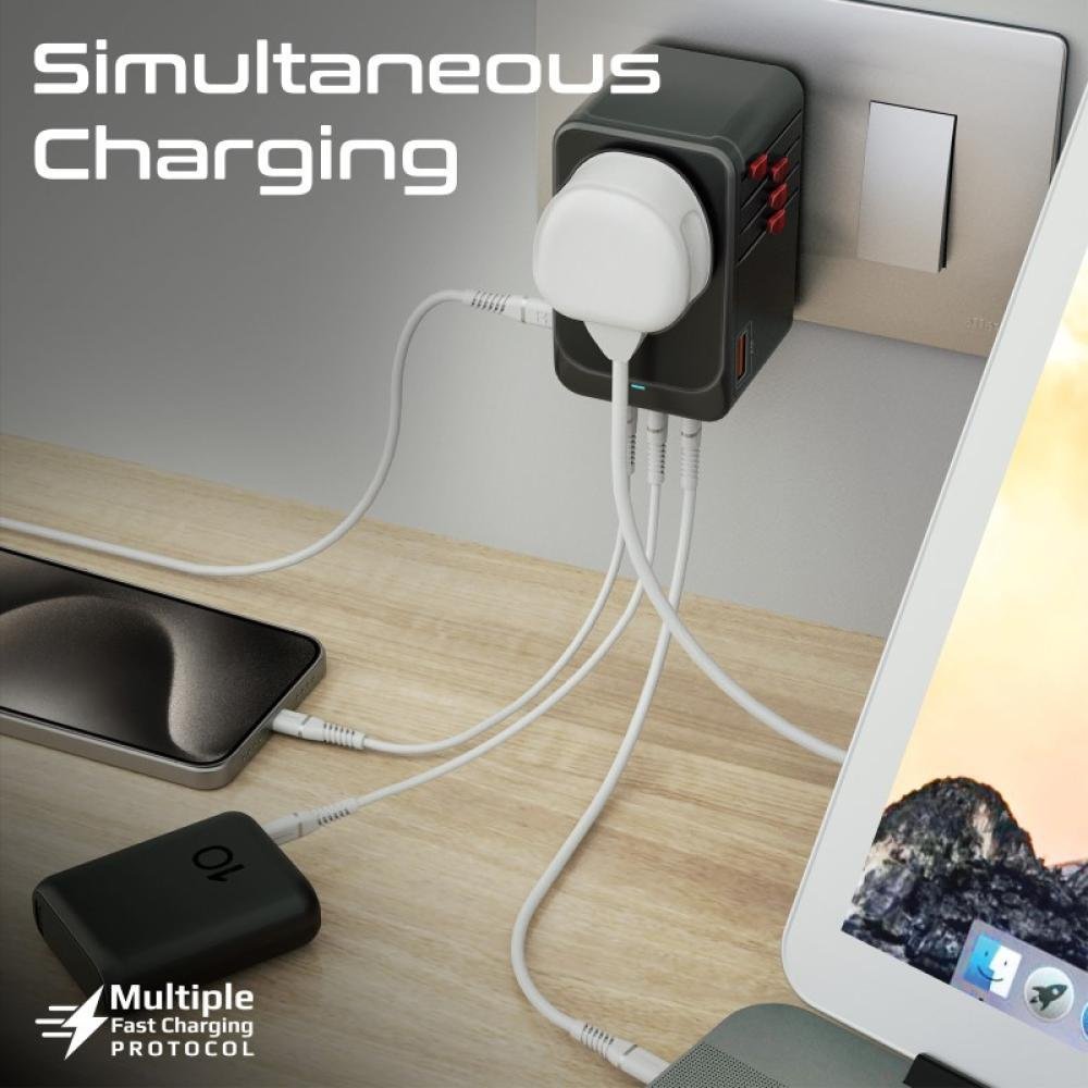 Karikues muri Promate TripMate GaN100, 100W, 4x USB C PD, multistandares