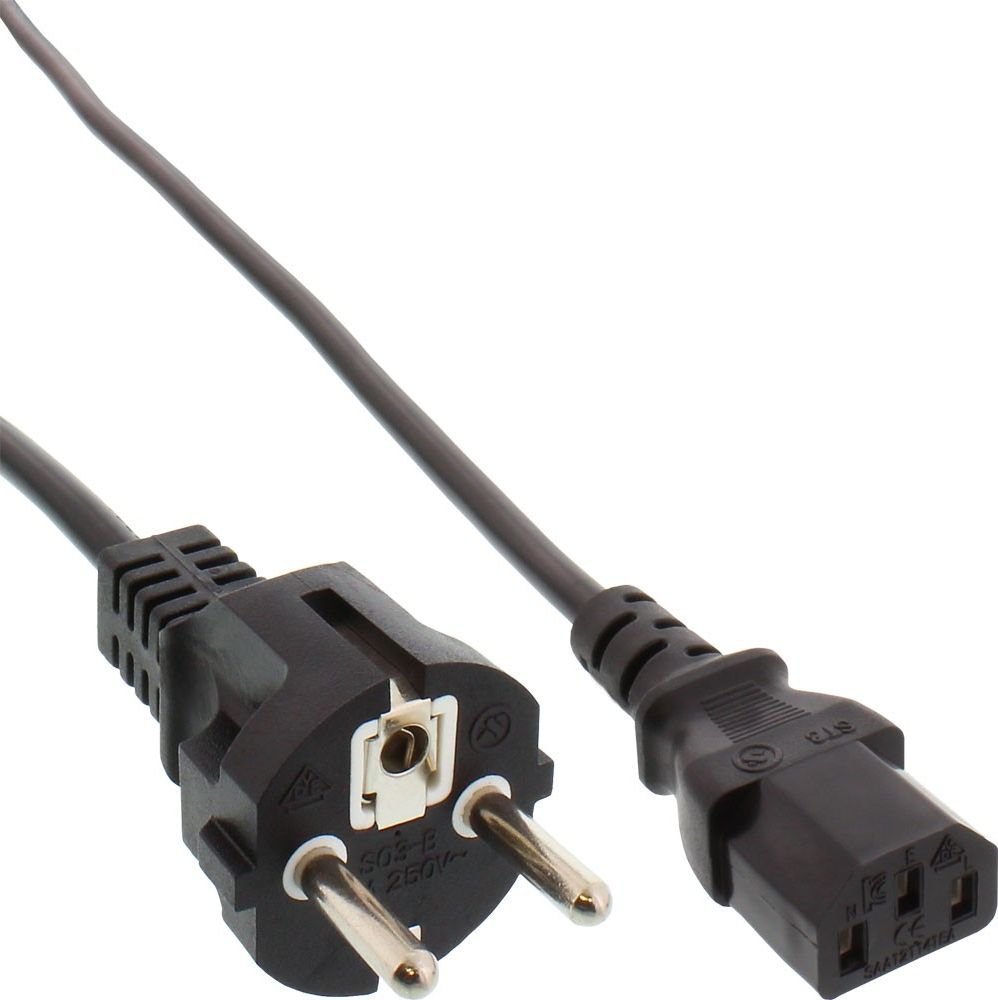 Kabllo rryme InLine 16651N, Type F në IEC C13, 30cm, e zezë