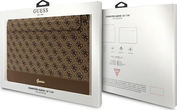 Futrollë laptopi Guess 13/14", PU, dizajn 4G, e zezë