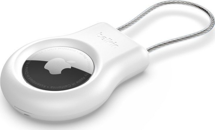 Mbajtëse Belkin Secure Holder Wire Loop për Apple AirTag, me kabllo metalike, e bardhë