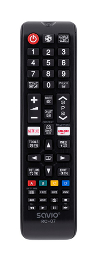 Telekomandë universale Savio RC-07, IR për TV Samsung, me butona streaming, e zezë