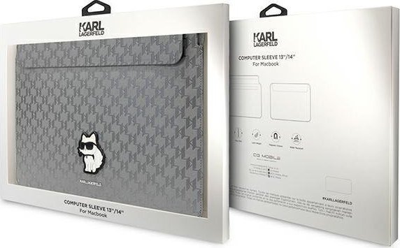 Hollëse laptopi Karl Lagerfeld Saffiano Monogram Choupette KL, deri 14", lëkurë sintetike, e zezë