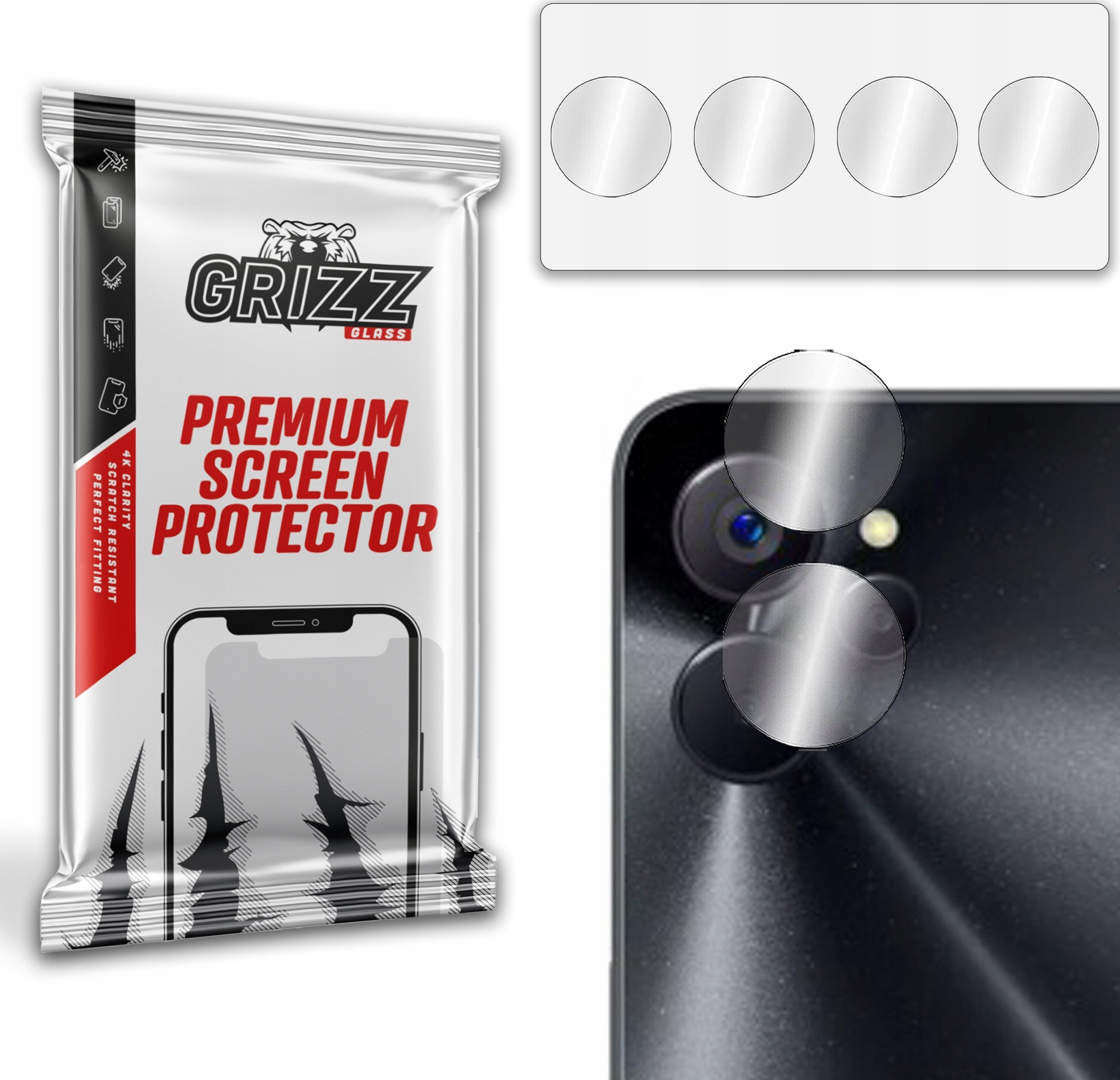 Mbrojtës kamerë GrizzGlass për Realme 10 5G, xham hibrid, transparent