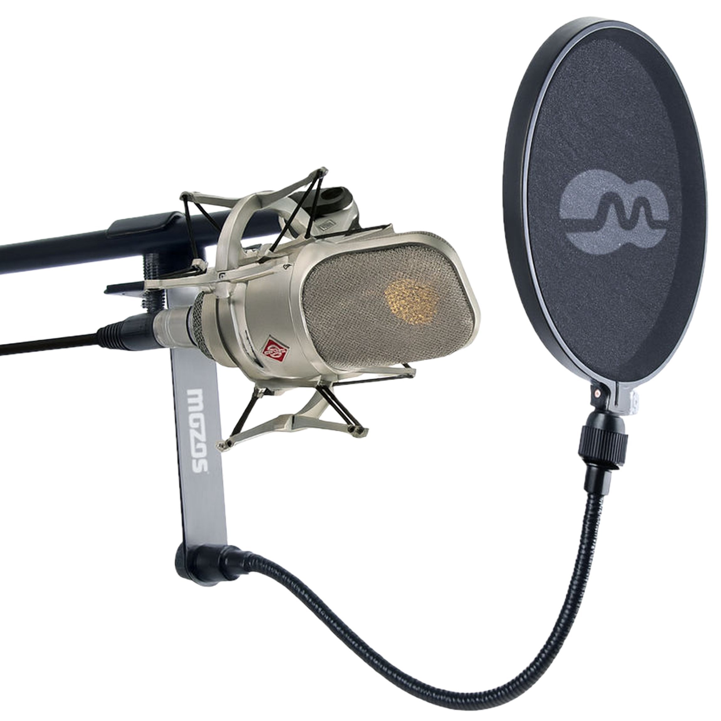 Filter pop për mikrofon Mozos PS-3, krah fleksibil 25 cm, i zi