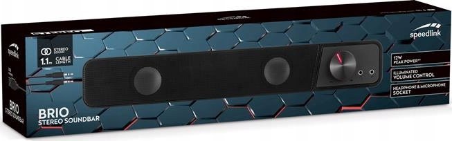 Soundbar Speedlink BRIO, stereo, 12W, për kompjuter, i zi