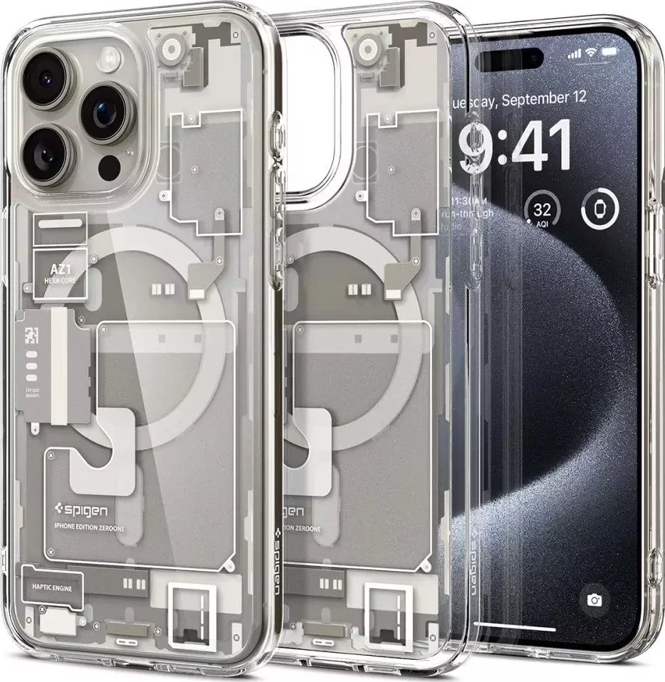 Mbështjellës telefoni Spigen Ultra Hybrid MagSafe Zero One, për iPhone 15 Pro, titanium natyral
