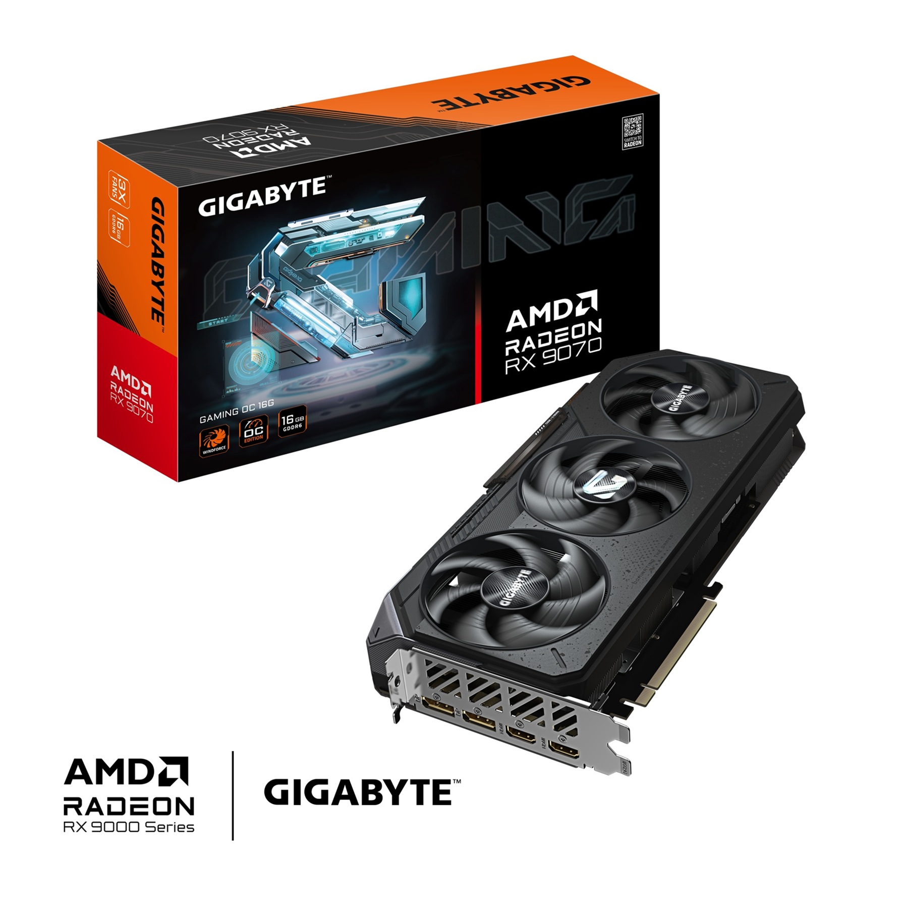 Kartë grafike Gigabyte Radeon RX 9070 Gaming OC, 16GB GDDR6, 256bit, e zezë