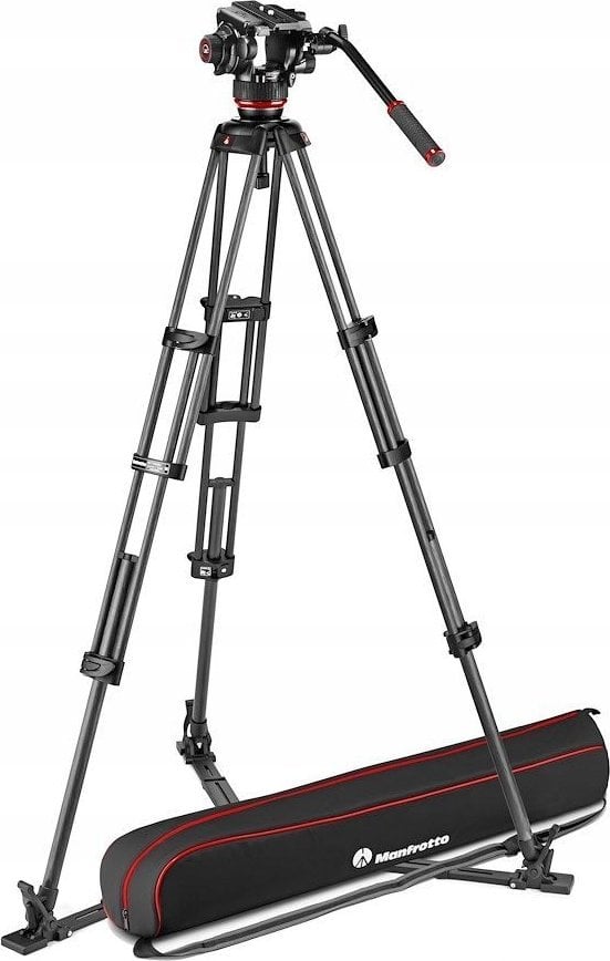 Tripod video Manfrotto 504X CF Twin GS, fibrë karboni, këmbë të dyfishta, i zi