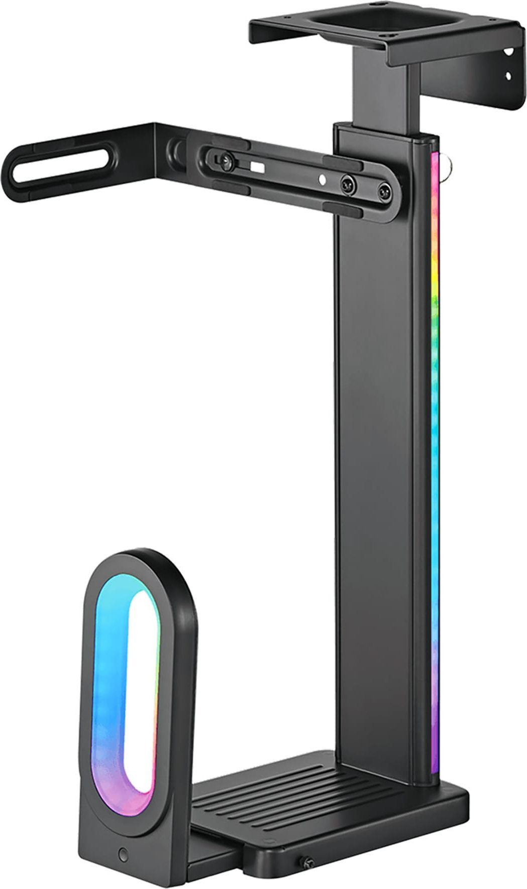 Mbajtës PC ULTRADESK FLANK, për nën tavolinë, ndriçim RGB, i zi