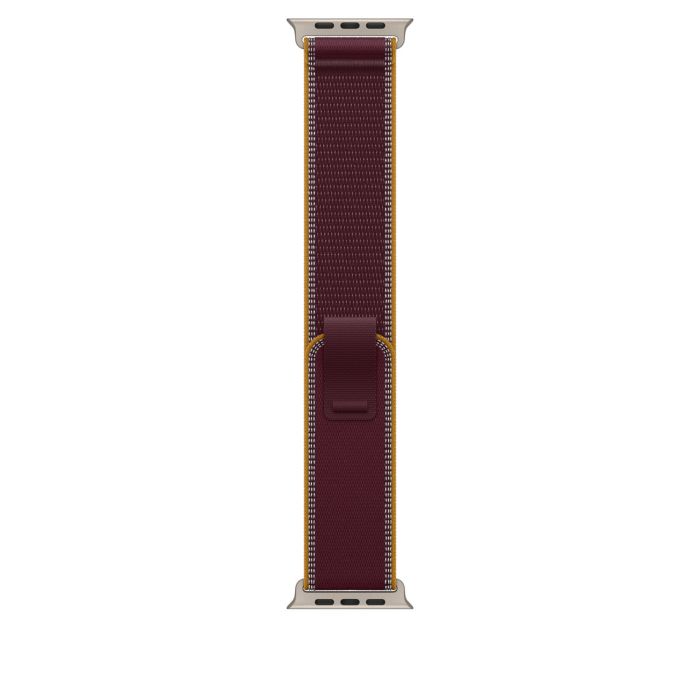 Apple Watch 49mm Burgundy Trail Loop, S/M, Natural Titanium Finish