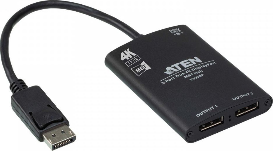 Adapter video Aten VS92DP, DisplayPort në 2x DisplayPort, 4K, i zi