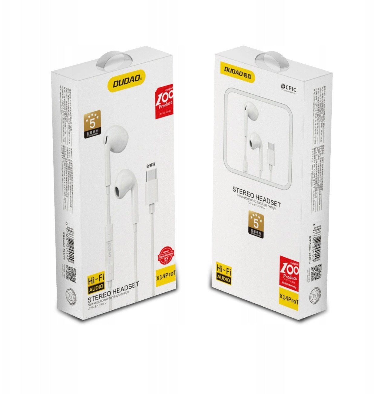 Слушалки in-ear Dudao X14PROT, USB Type C, со микрофон, бели