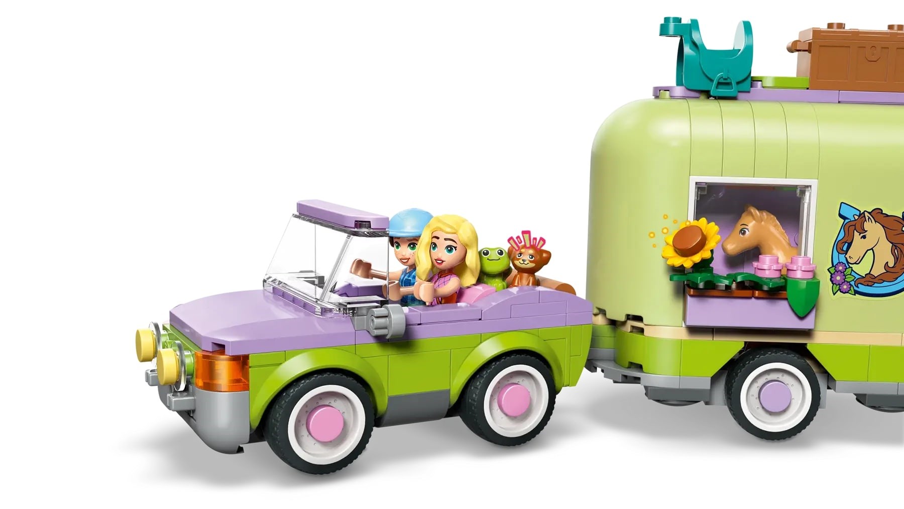 Set lodër LEGO Friends Trailer for Horse and Foal 42695, me rimorkio, për fëmijë