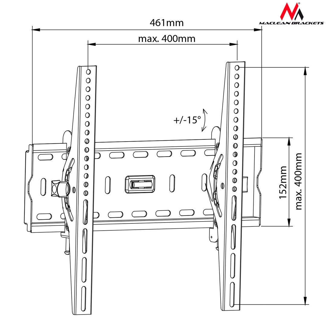 Mbajtëse muri për TV Maclean MC-778, 26-55", e zezë