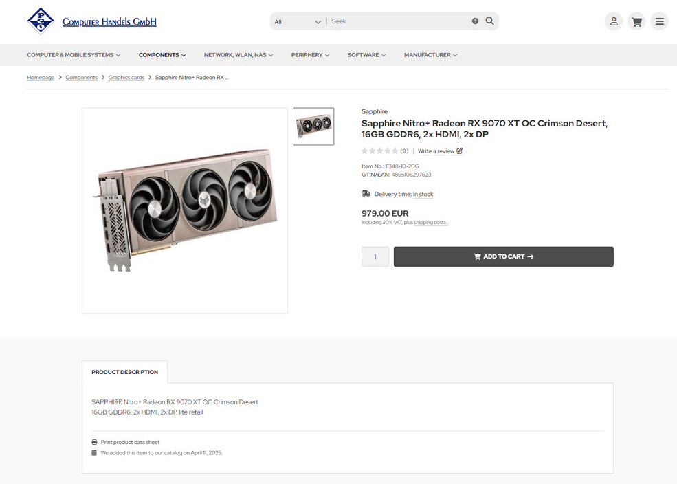 Kartë grafike Sapphire NITRO+ Radeon RX 9070 XT Crimson Desert Edition, 16GB, GDDR6, e zezë
