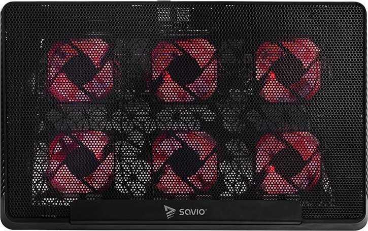 Bazë ftohëse për laptop Savio COS-01, 17.3", 6 ventilatorë LED, e zezë