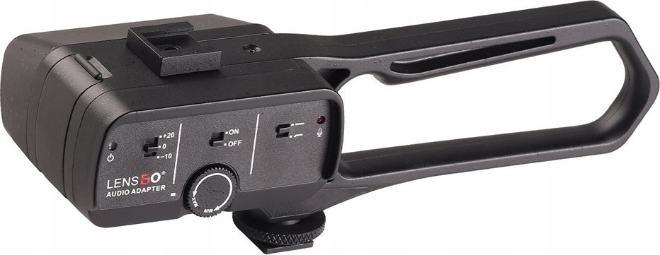 Rregullator zëri me amplifikator për mikrofon, për grip stabilizues dhe kamera, i zi