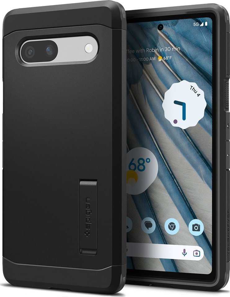 Mbulesë telefoni Spigen Tough Armor për Google Pixel 7a, me stand, e zezë