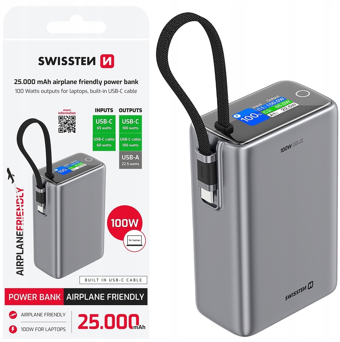 Karikues portativ Swissten MagSafe, 10000mAh, 15W, i zi