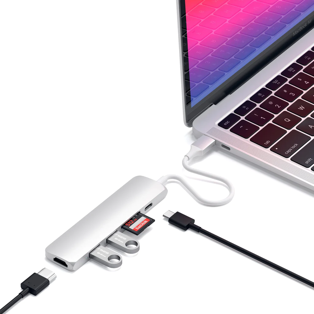Përshtatës Satechi Multimedia USB-C Slim V2, i argjendtë