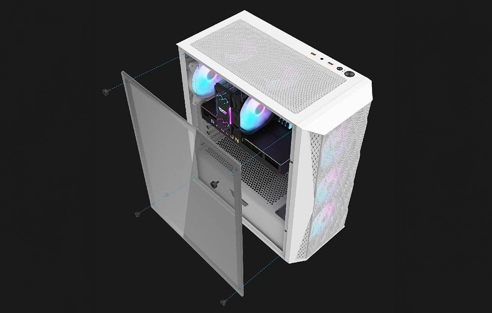 Kasë Darkflash DK352 Mesh ARGB, e bardhë, Midi Tower