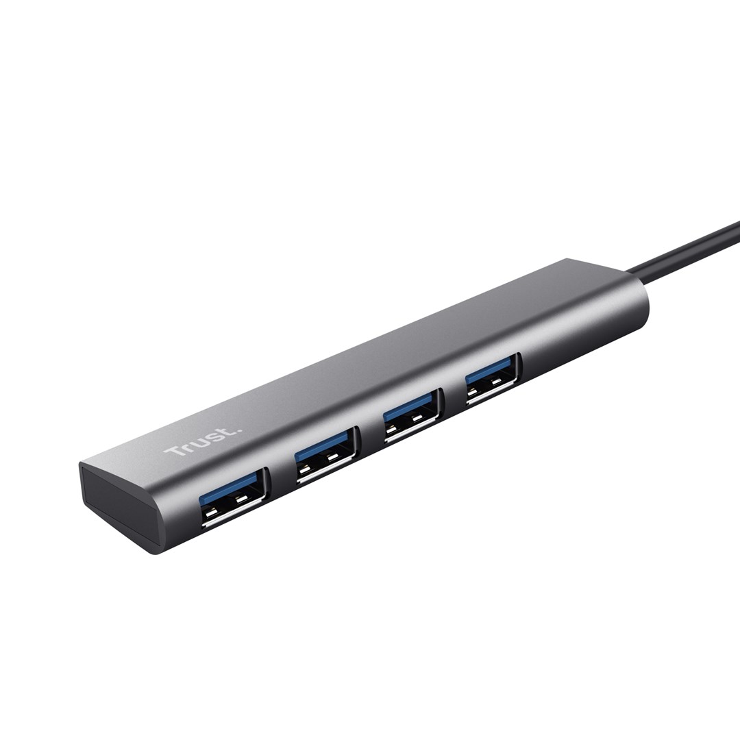 USB Hub Trust Halyx USB-C në 4 Porte USB-A 3.2 Gen1, e argjendtë