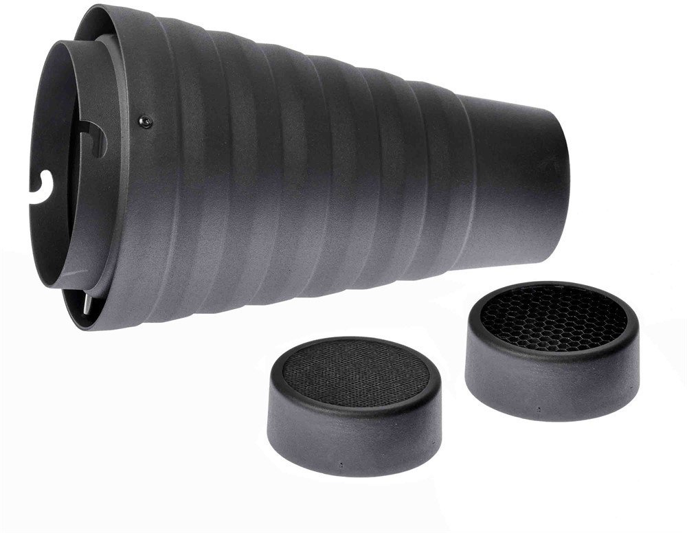 Aksesor studio Elinchrom Snoot Reflector and Grid 15°, për blic studioje, i zi