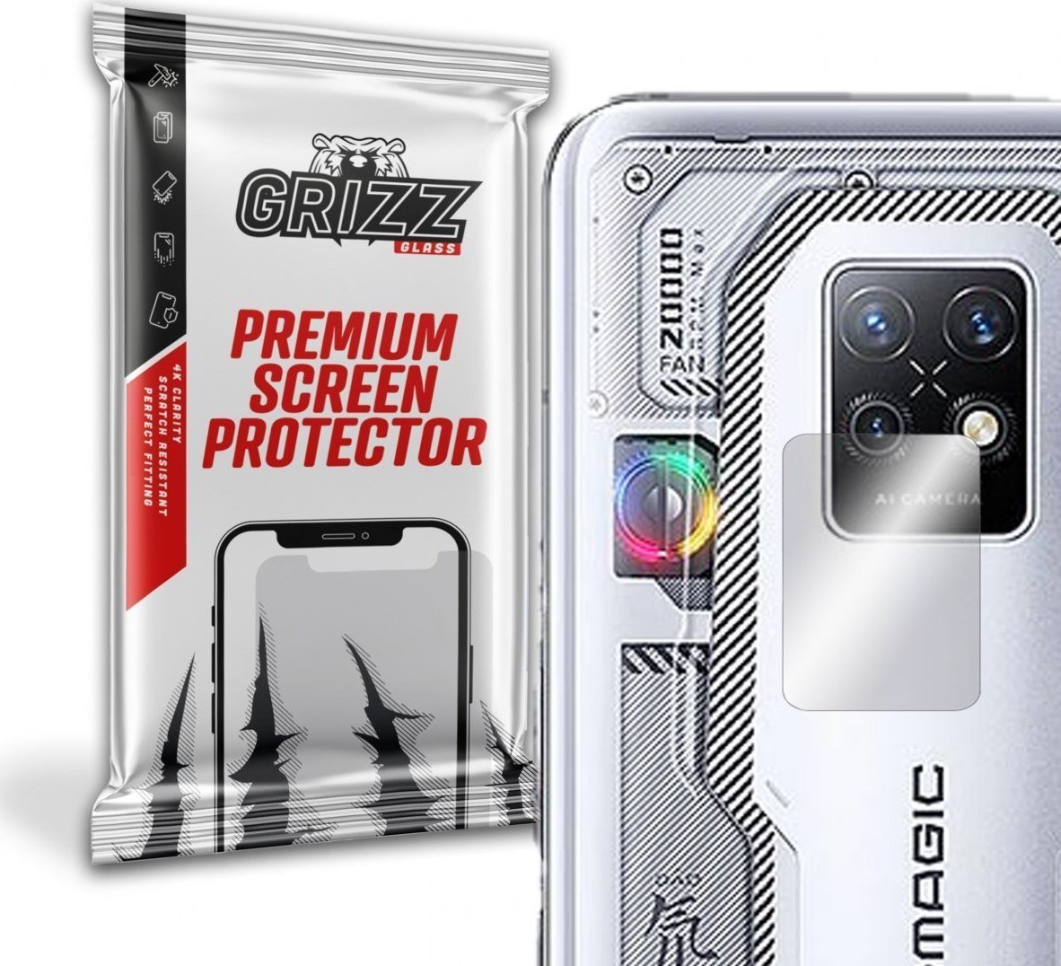 Xham mbrojtës kamerë GrizzGlass Hybrid për ZTE Nubia Red Magic 7S Pro, paketim me 2 copë, transparent