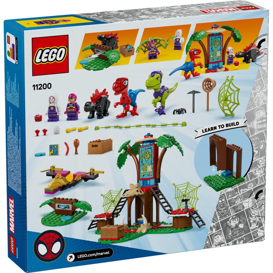 Set lodër LEGO Spidey and Gobby Raptor Battle, shtëpi në pemë, dinosaurë, shumëngjyrësh