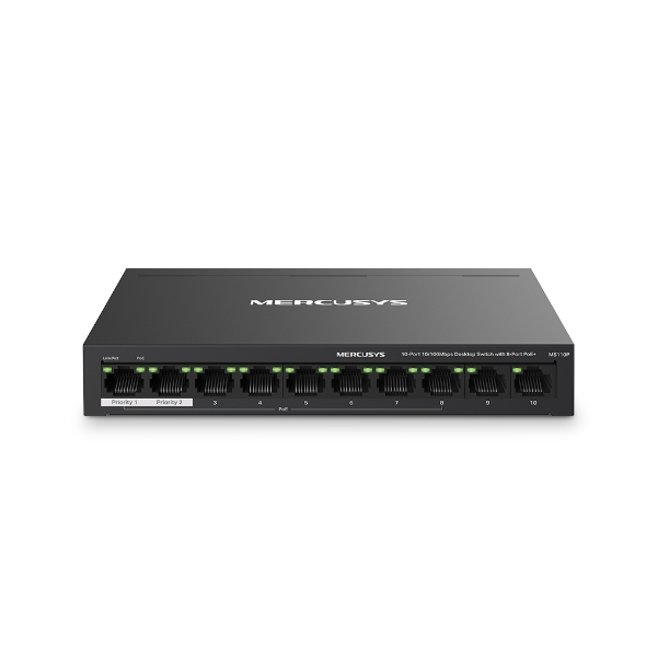 Switch Mercusys 10-Port, 10/100Mbps, 8-Port PoE+, i zi
