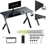 Tavolinë gaming NanoRS RS101, sipërfaqe e gjerë, konstruksion çeliku, e zezë