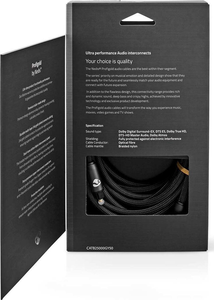 Kabllo optike audio NEDIS Profigold TosLink, digjitale SPDIF, fibra optike