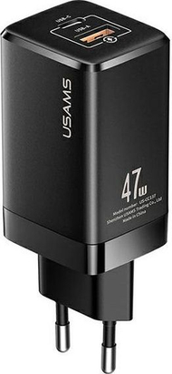 Karikues rrjeti Usams T41 GaN, 47W, 1x USB C 1x USB A, i bardhë