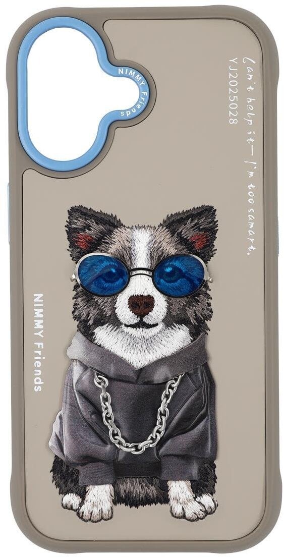 Mbulesë telefoni Nimmy Glasses Cool Dog për iPhone 17, silikoni, gri