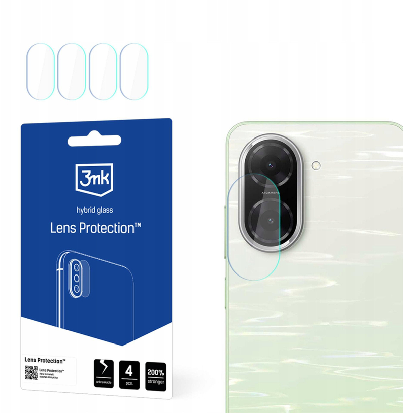 Mbrojtës kamerë 3mk Lens Protection për Xiaomi Redmi A5, xham i temperuar hibrid, set 4 copa, transparent