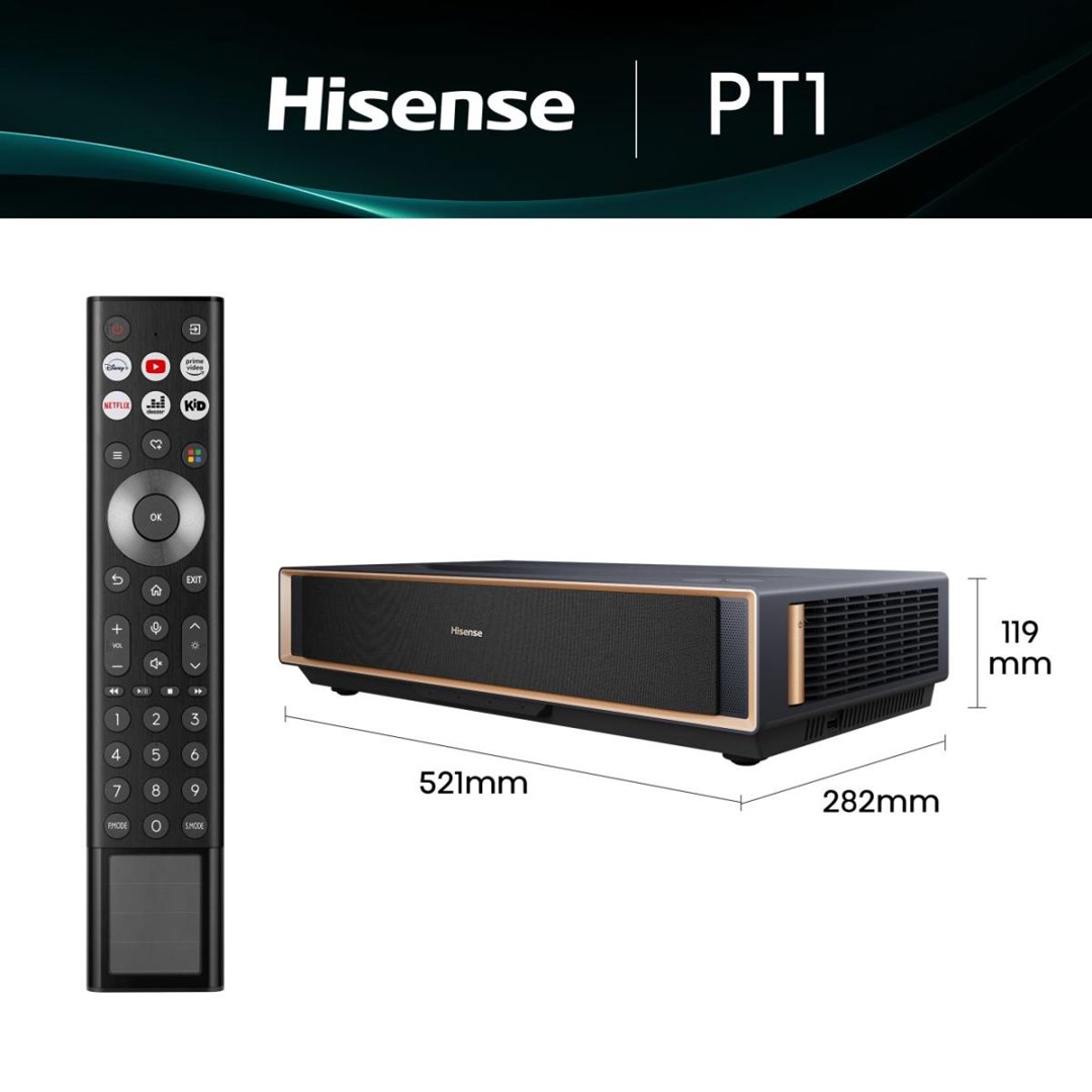 Projektor Hisense PT1, 4K Ultra HD, Trichroma laser, i bardhë