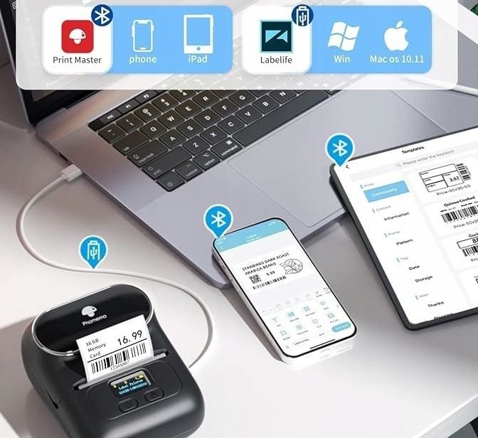 Printer etiketa Phomemo M110, termik, Bluetooth, portokalli