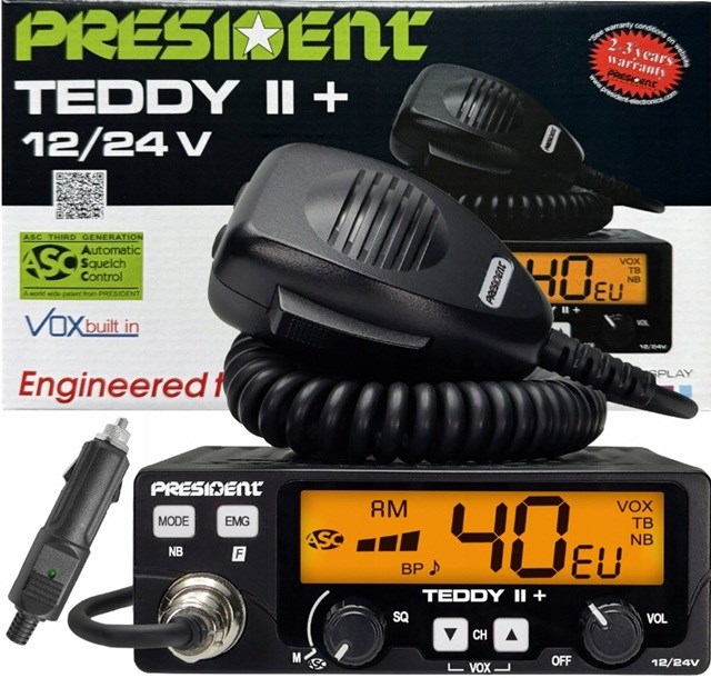 Radio CB President Teddy 2+, 40 kanale AM FM, ekran LCD, e zezë