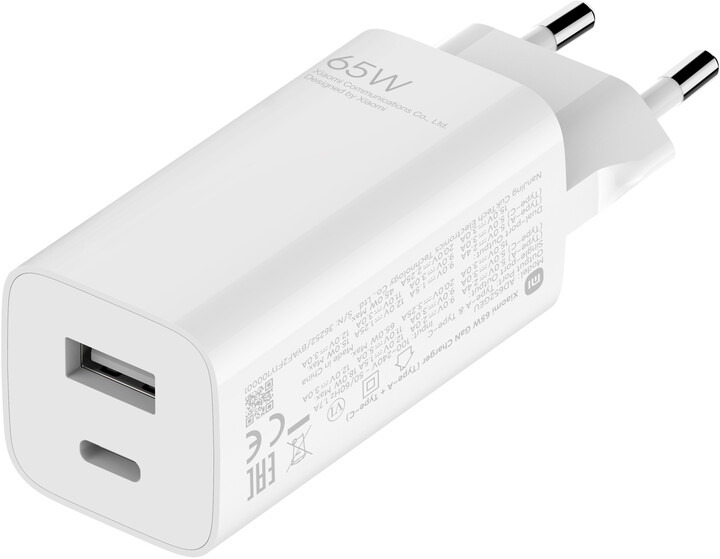 Karikues Xiaomi GaN, USB-A, USB-C, 65W, i bardhë