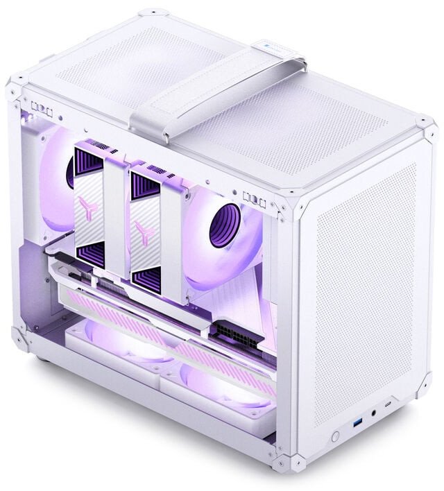 Куќиште за компјутер Jonsbo C6 MAX, Mini Tower, Micro ATX, калено стакло, бело