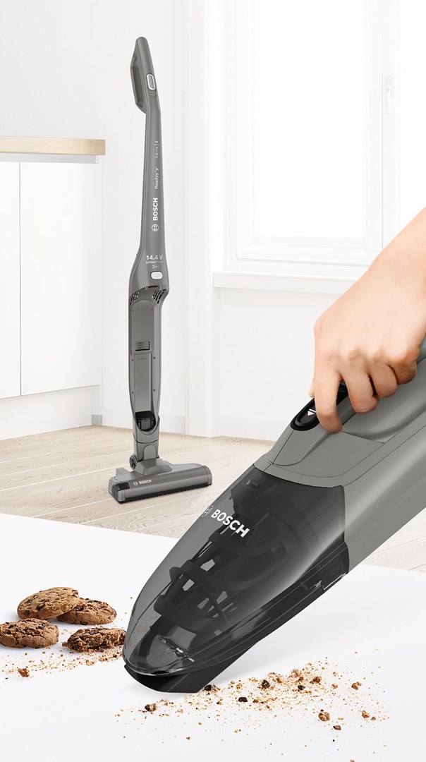 Fshesë vertikale pa kabllo Bosch Readyy'y BBHF214G, 35 min punë, rreth 2 kg, gri