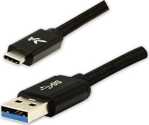 USB кабел Logo USB A во USB C, 2 m, USB 3.2 Gen 1, црна
